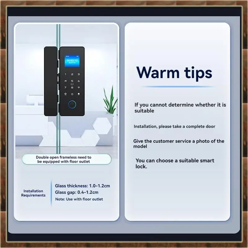 

A48T Double Glass Door Lock Smart Lock APP Biometric Swiping Card Fingerprint Password Lock Glass Door Locks For Office Door