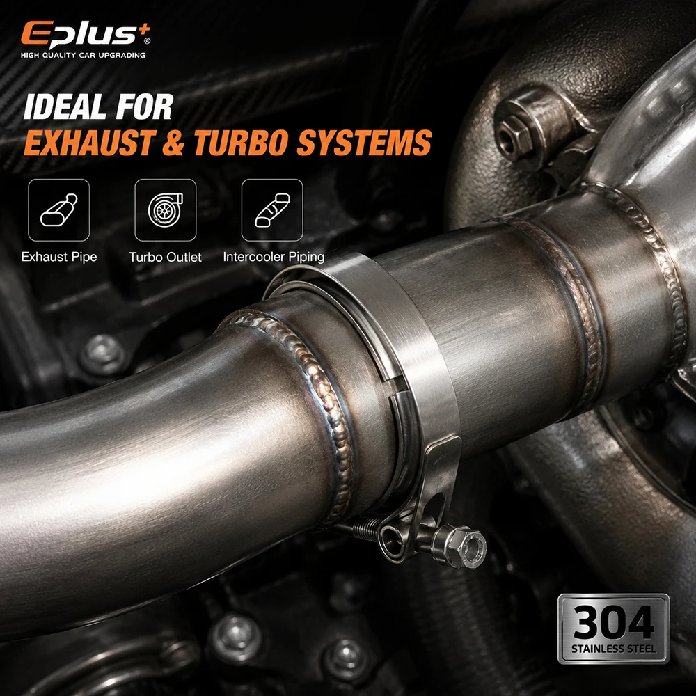 EPLUS Universelle 304 Edelstahl 1,5~6 Zoll V-Band Klemme T-Bolzen V-Typ Auspuffklemme für Auto Turbo Auspuffrohr Schalldämpfer – Detail 6