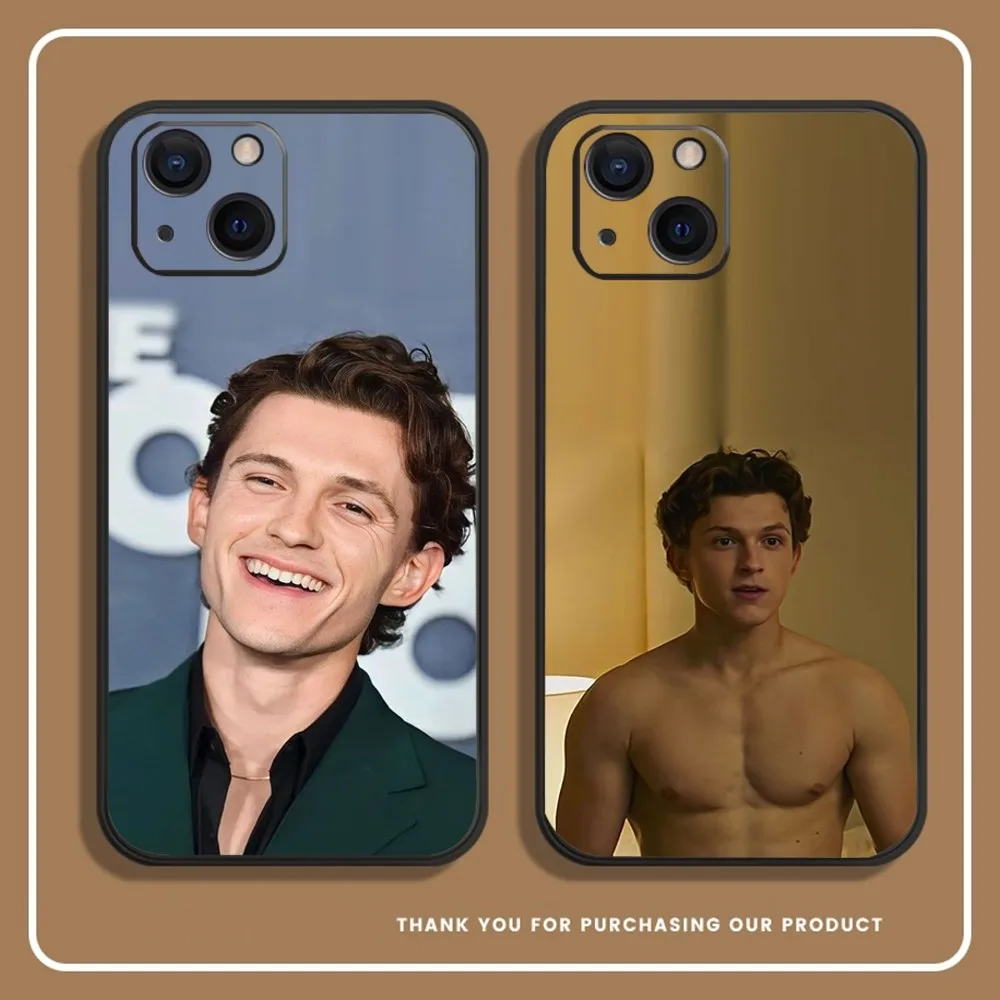 Actor T-Tom H-Holland Phone Case For iPhone 14,13,12 Mini 11 Pro XR,X,XS,MAX 6S,7,8 Plus Silicone Cover Soft black