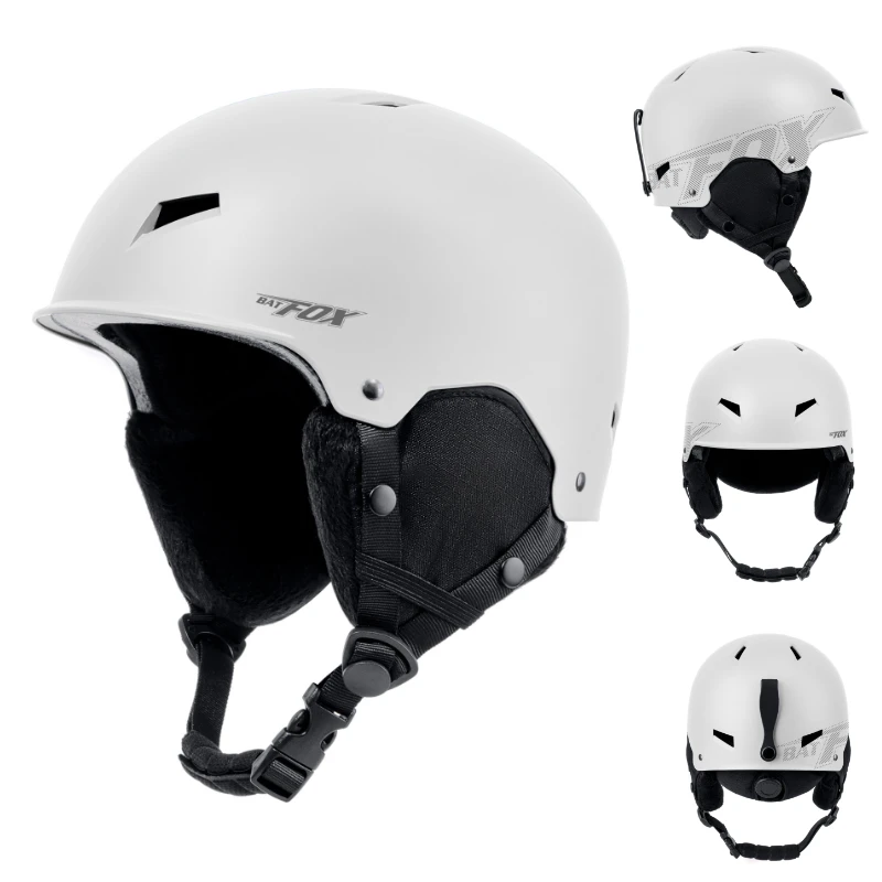 BATFOX-casco de Snowboard para adultos, casco de Snowboard integrado para hombre y mujer, forro cálido para invierno, monopatín para nieve, casco de