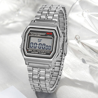 Youth Student Classic Square Watch LED Harajuku Style Electronic Watch Multi functional Steel Band Electronic Watch