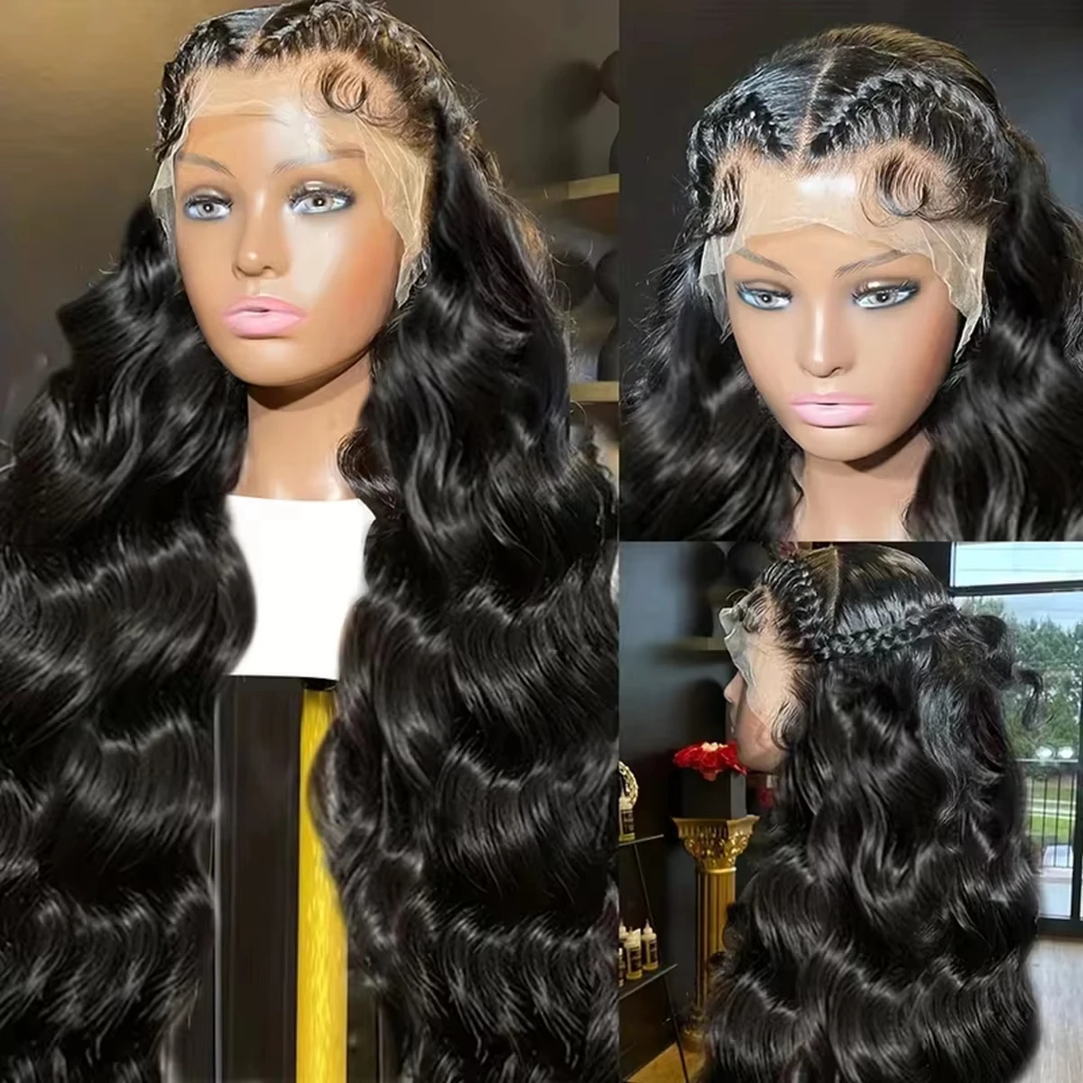 HD 40 Inches 250% 5x5 Glueless Ready To Wear Closure Burmese Remy Human Hair 13x6 Lace Front Human Hair Wigs Transparent Body Wave 13x4 Lace Frontal Wig image 3