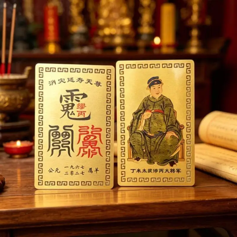 2027 Tai Sui Card Feng Shui Prayer Gold Card Exorcism Protection Gift Safe Bring In Wealth And Treasure Home Decoration