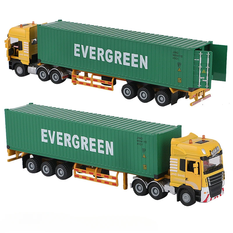 Alloy Container Truck Large Truck Express Transport Vehicle Large Engineering Vehicle1:50 Collection Model