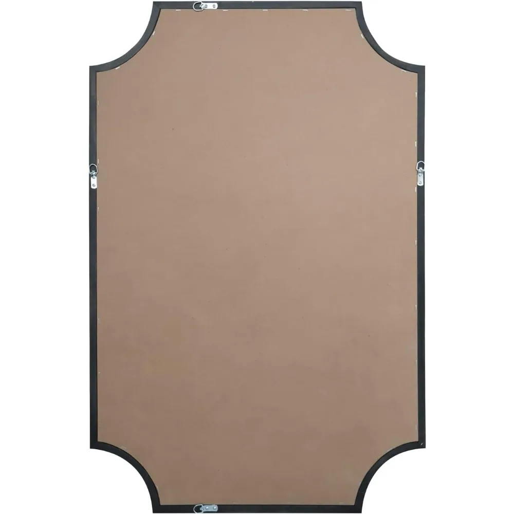 Espelho de parede retangular de arco de cantos recortados completos com moldura de madeira, 24x36, adequado para entrada, sala de estar, quarto, decoração de casa