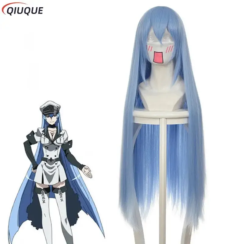 Esdese تأثيري Akame Ga KILL تأثيري حلي قبعة شعر مستعار أنيمي قتل لا قتل Esdeath تأثيري النساء حفلة لعب الأدوار البدلة وتتسابق