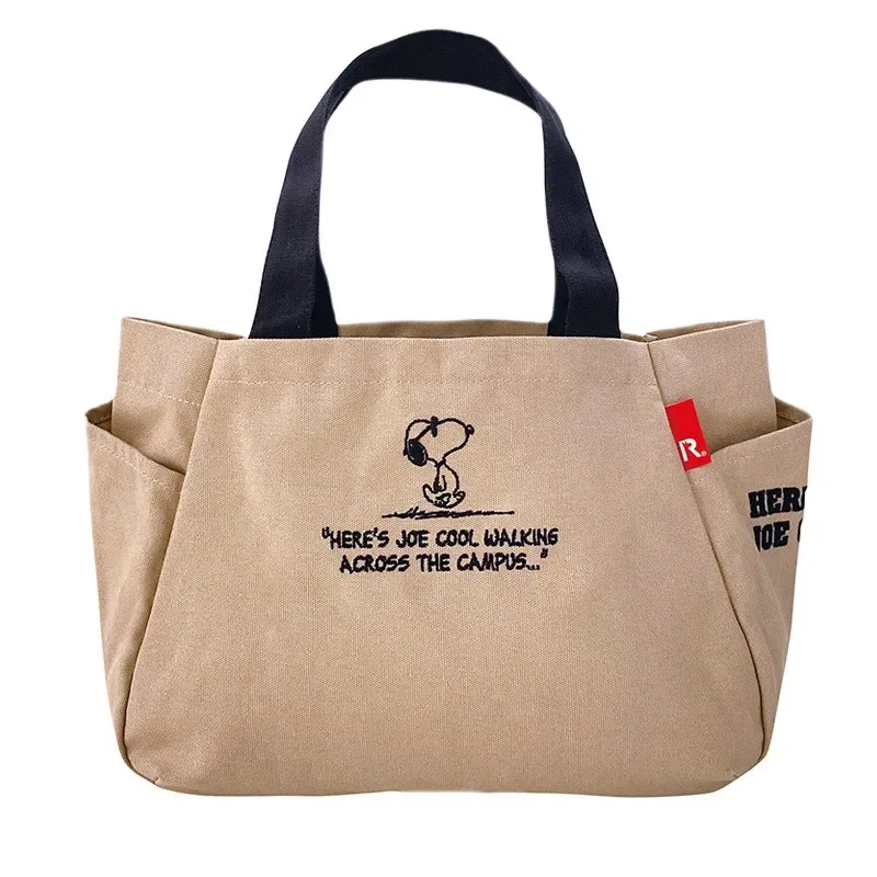 Snoopy Cartoon Canvas Handbag Women Cute Japanese Style Tote Trend Casual Travel Storage Bags Female Large Capacity Shopping Bag