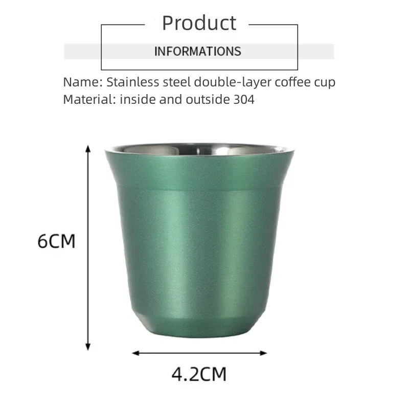 80ml Espresso Cup Small Wine Cup Stainless Steel Double Wall Insulated Coffee Cup Insulated Capsule Cup Beverage Cup Tea Cup