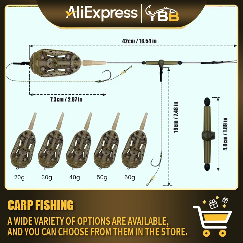 Pre Tied Carp Fishing Hair Rigs Method Feeder with Double Ho