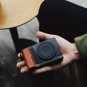 Ricoh GR3 GRIII GR iiX GRX3 Arca-swiss RRS용 목재 그레인 핸드 L 타입 브래킷 삼각대, 퀵 릴리스 플레이트 베이스 그립 핸들 