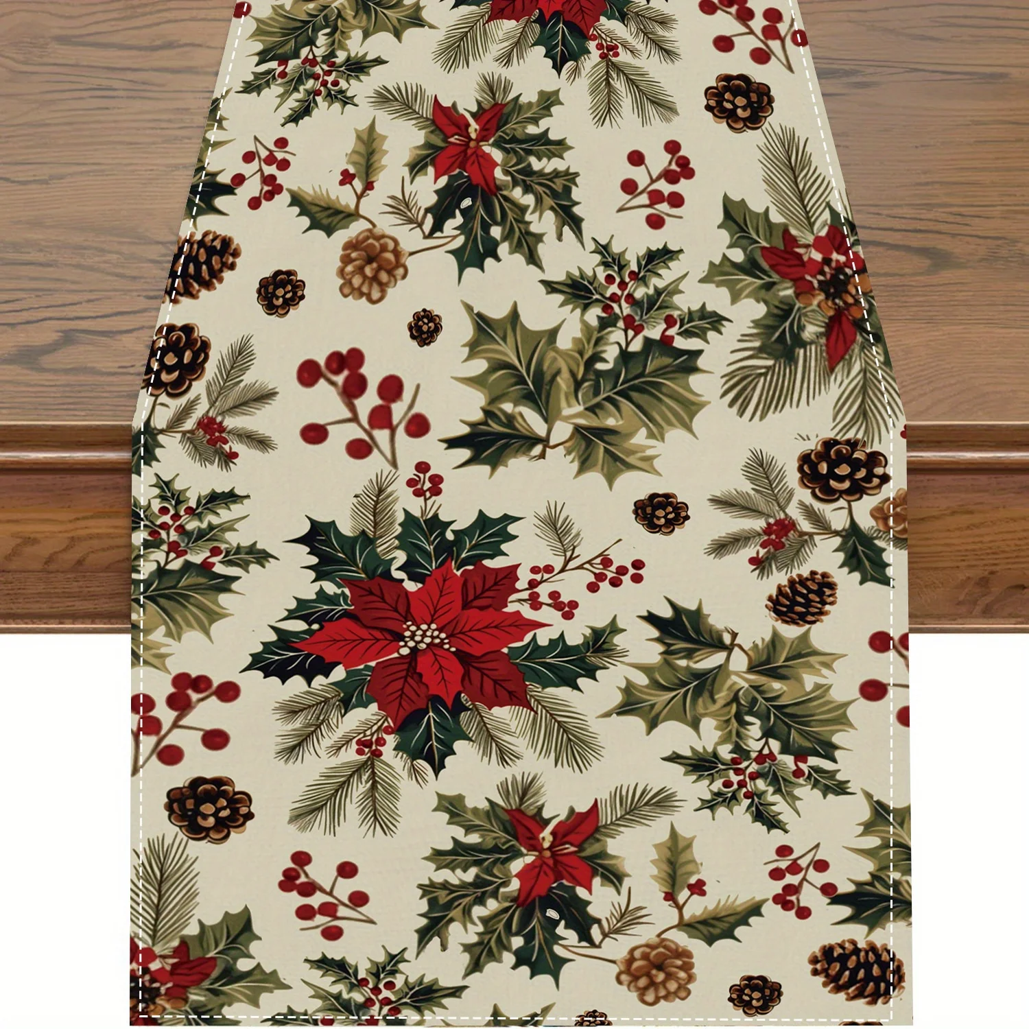 ผ้าปูโต๊ะคริสต์มาสลายสน 1 ชิ้น ลายโคนสน ของขวัญที่สมบูรณ์แบบสำหรับการตกแต่งโต๊ะอาหารในครอบครัวในช่วงงานปาร์ตี้วันหยุด