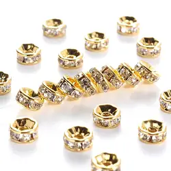 40/80Pcs 6mm/8mm Alloy Crystal Rondelle Spacer Loose Beads Jewelry Making Pendant  DIY For Necklace Bracelet Wholesale