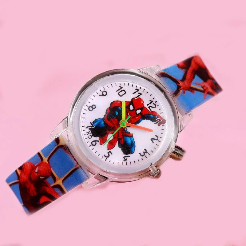 Disney Princess Elsa Kids Watches Girls Silicone Strap Cartoon  Spiderman Children Wrist Watch Clock