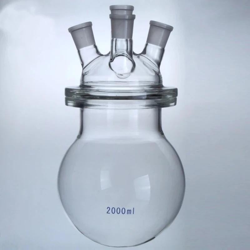 250ml 500ml 1000ml 2000ml Four Mothes Global Glass Reactor Heavy Sheet Glass Reaction Still Reaction Flask