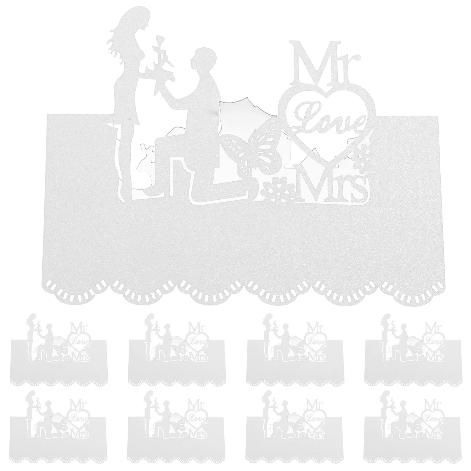 50Pcs Hollow Out Laser Seat Cards Elegant Wedding Table Place Cards Blank Sheet for Name Writing Birthday Anniversary Event