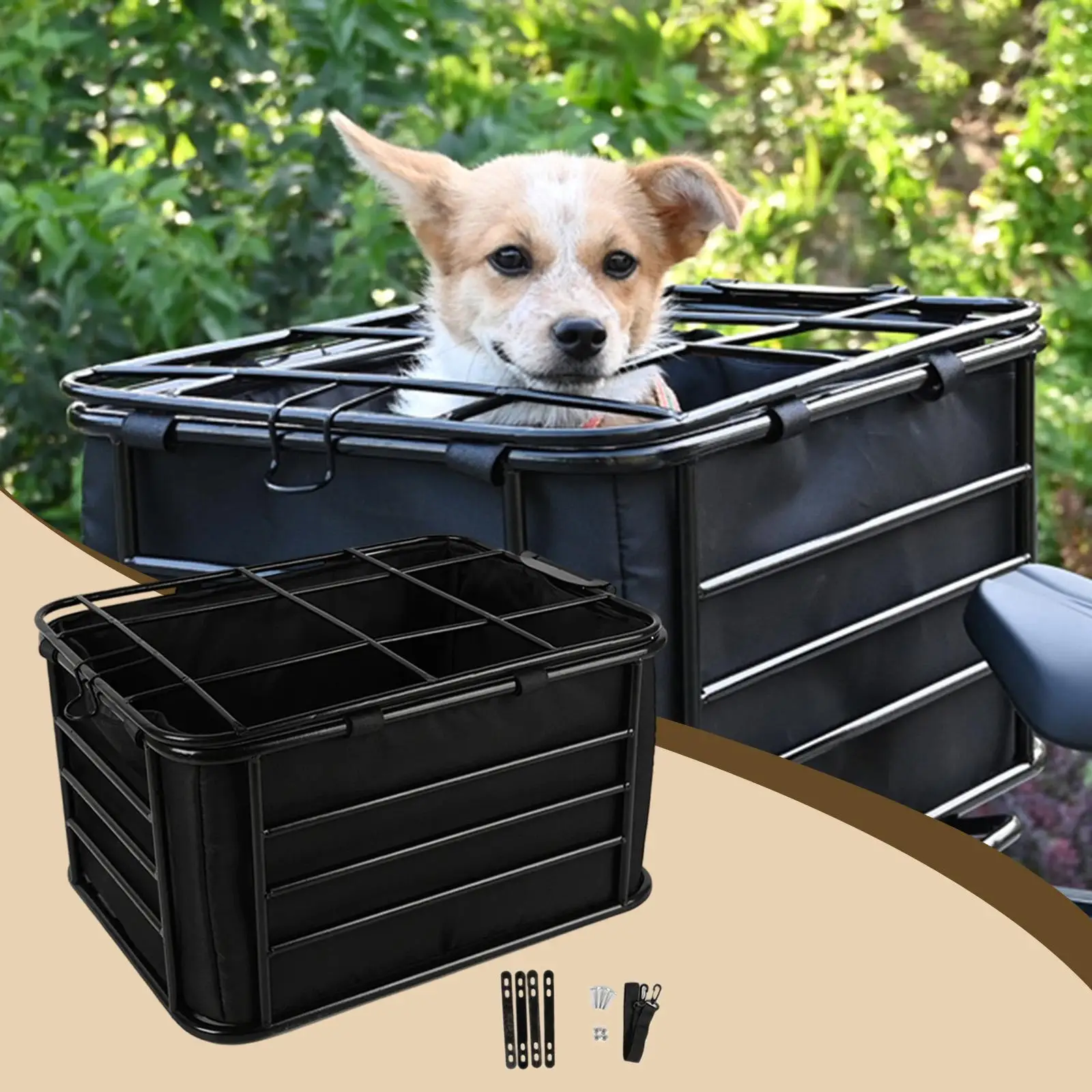 

Rear Rack Bike Basket Bicycle Storage Basket Lightweight Dog Carrier for Riding Accessories Hiking Pets Daily Commutes Travel