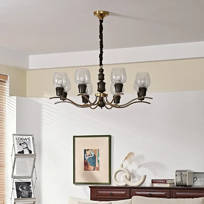 

SANDYHA Unique Elegant Nordic Retro Glass LED Chandelier Flower Bud Pendant Light Perfect for Bedroom Living Room Home