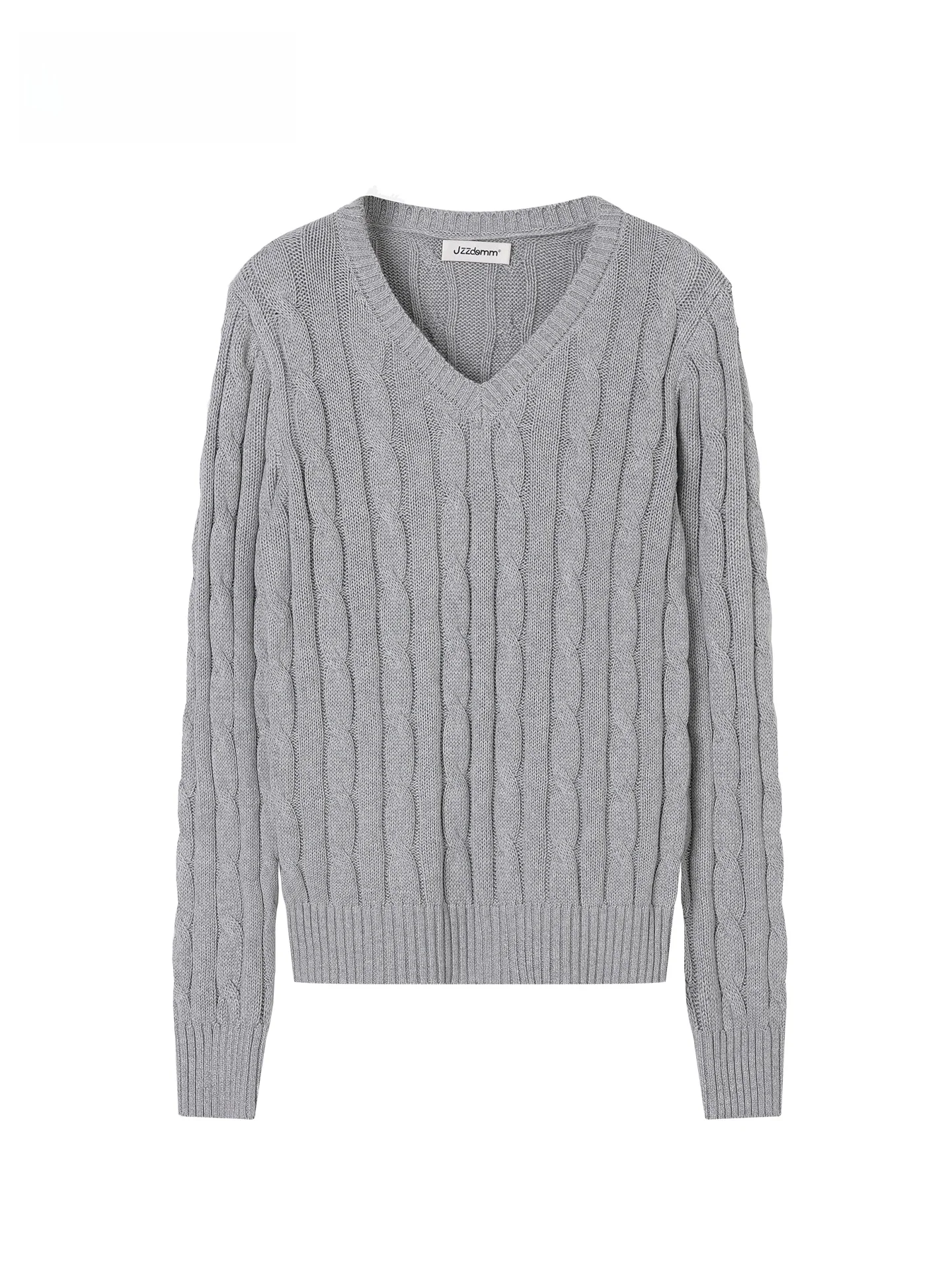 

Вязаный свитер из чистого хлопка с v-образным вырезом, женский осенне-зимний модный универсальный базовый топ JZZDEMM, длинный свитер в стиле ретро JZZDEMM