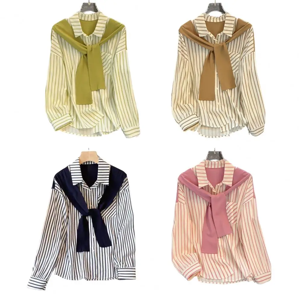 

Summer Striped Shirts Women Blouse Tops Spring Autumn Casual Striped Patchwork Shirt Women Spring Autumn New Fashion Shirt