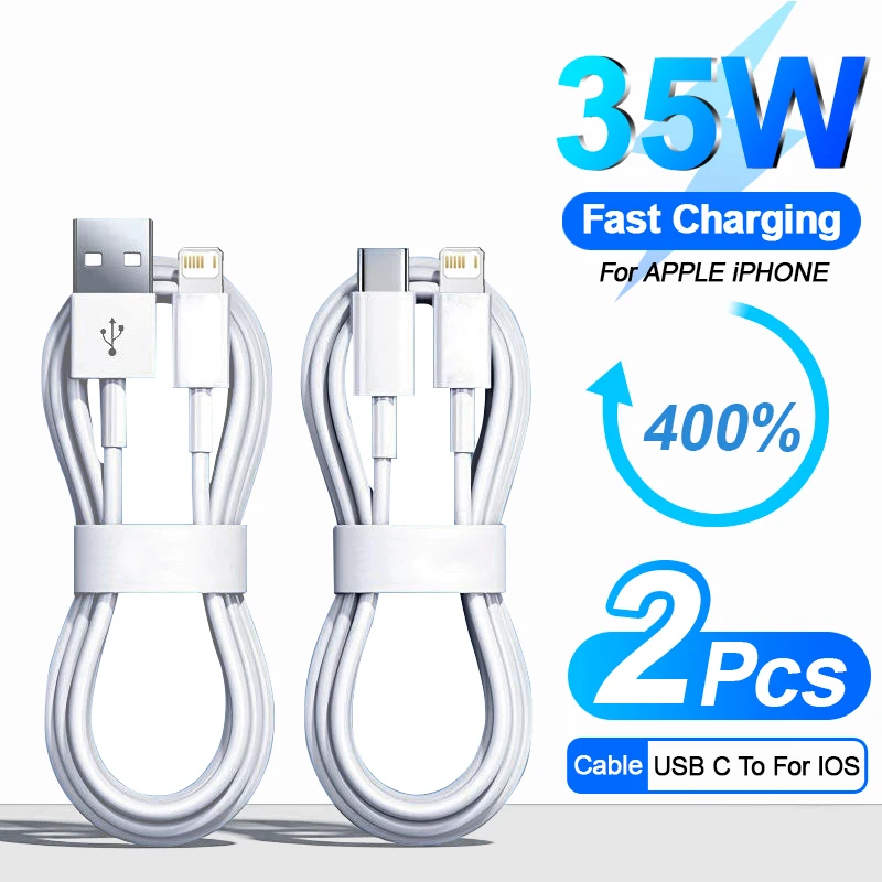 2Pcs 35W PD Cable Fast Charging For iPhone 14 13 12 11 Pro Max Plus mini X XR XS MAX USB C Fast Charger Type C Cable Accessories