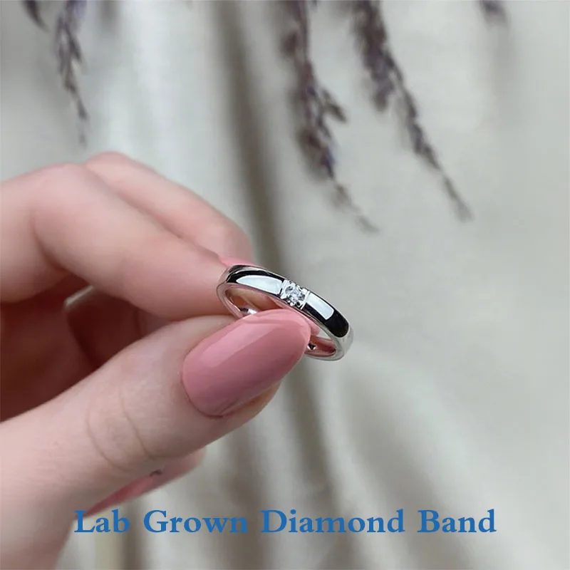 

Solid Platinum 950 3mm Width HPHT DEF VS-VVS Lab Grown Diamond Wedding Band Unisex Solitaire Ring Bridal Ring Unique Band