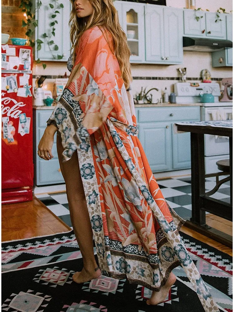 feminino-longo-quimono-2025-biquini-maio-cover-ups-rosa-boho-impressao-auto-cinto-frente-aberta-pareo-praia-envoltorio-vestido-tunica-feminina