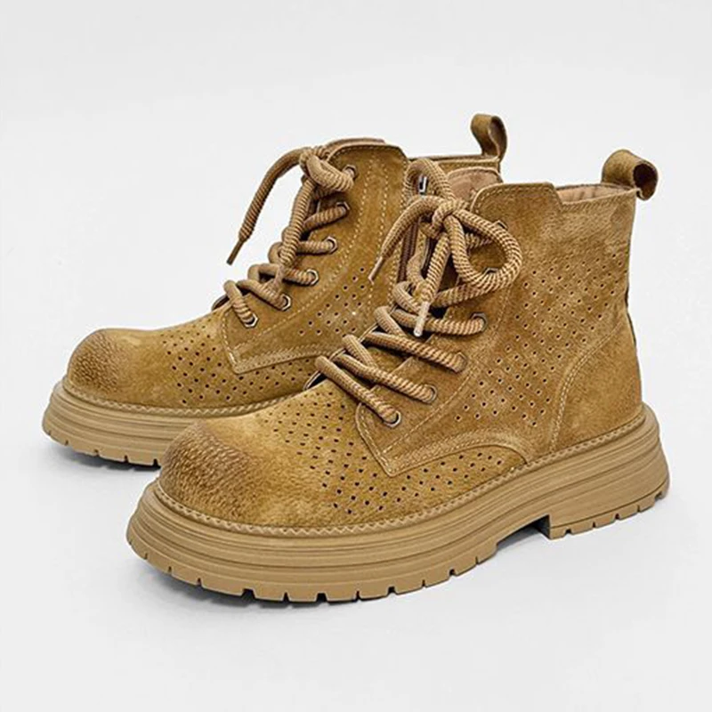 Zapatos informales de caña alta para hombre, botas de trabajo antideslizantes y resistentes al desgaste, botas de trabajo al aire libre de moda