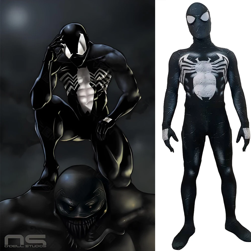 

Venom Spider Man Cosplay Superhero Venom Symbiont Spider Costume Printed Spandex Bodysuit Zentai Outfits Halloween Costume Adult