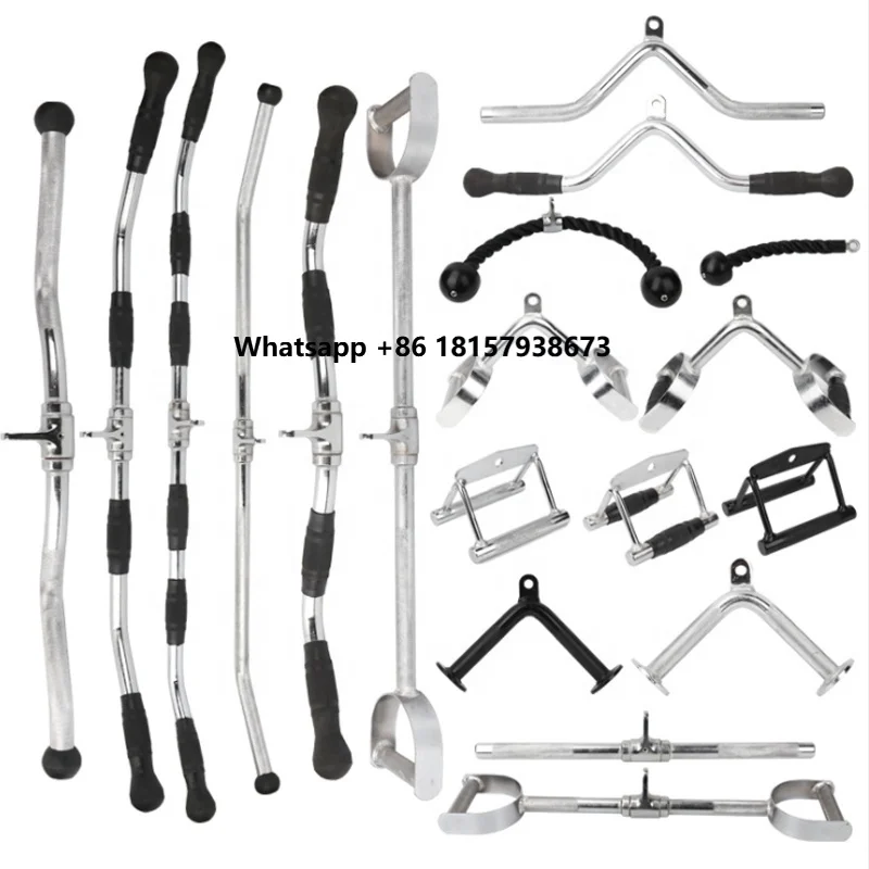 

High Quality Cable Attachment Tricep Rope D Row Handle Rotating Straight Bar Gym Equipment Accessories
