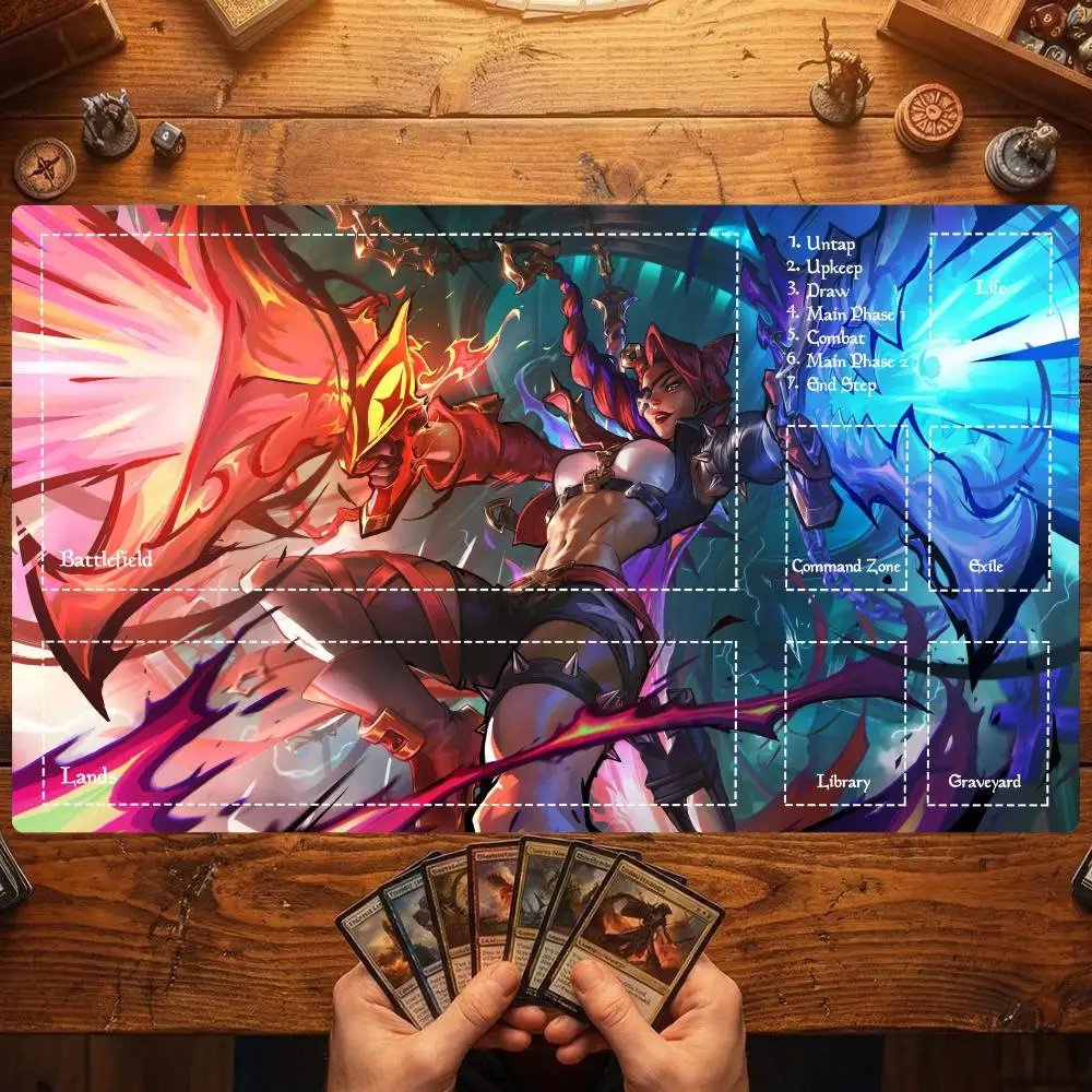 Colorful Swirl TCG Playmat 35X60CM Magic Card Battle Mat Non-Slip Durable Stitched Edge Tabletop Playmat For Card Game