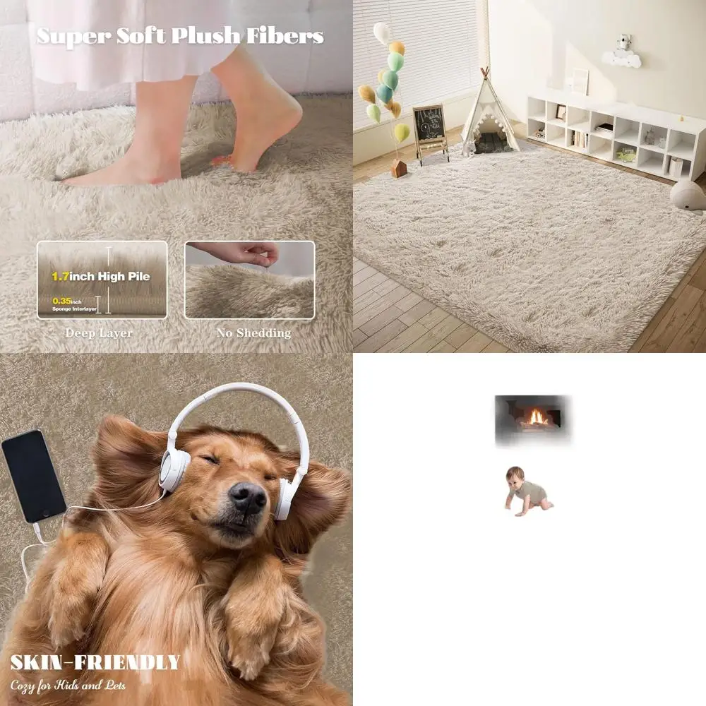 

Плюшевый ковер 8x10 футов - мягкий, моющийся, пушистый ковер для гостиной, спальни, детской комнаты, игровой комнаты