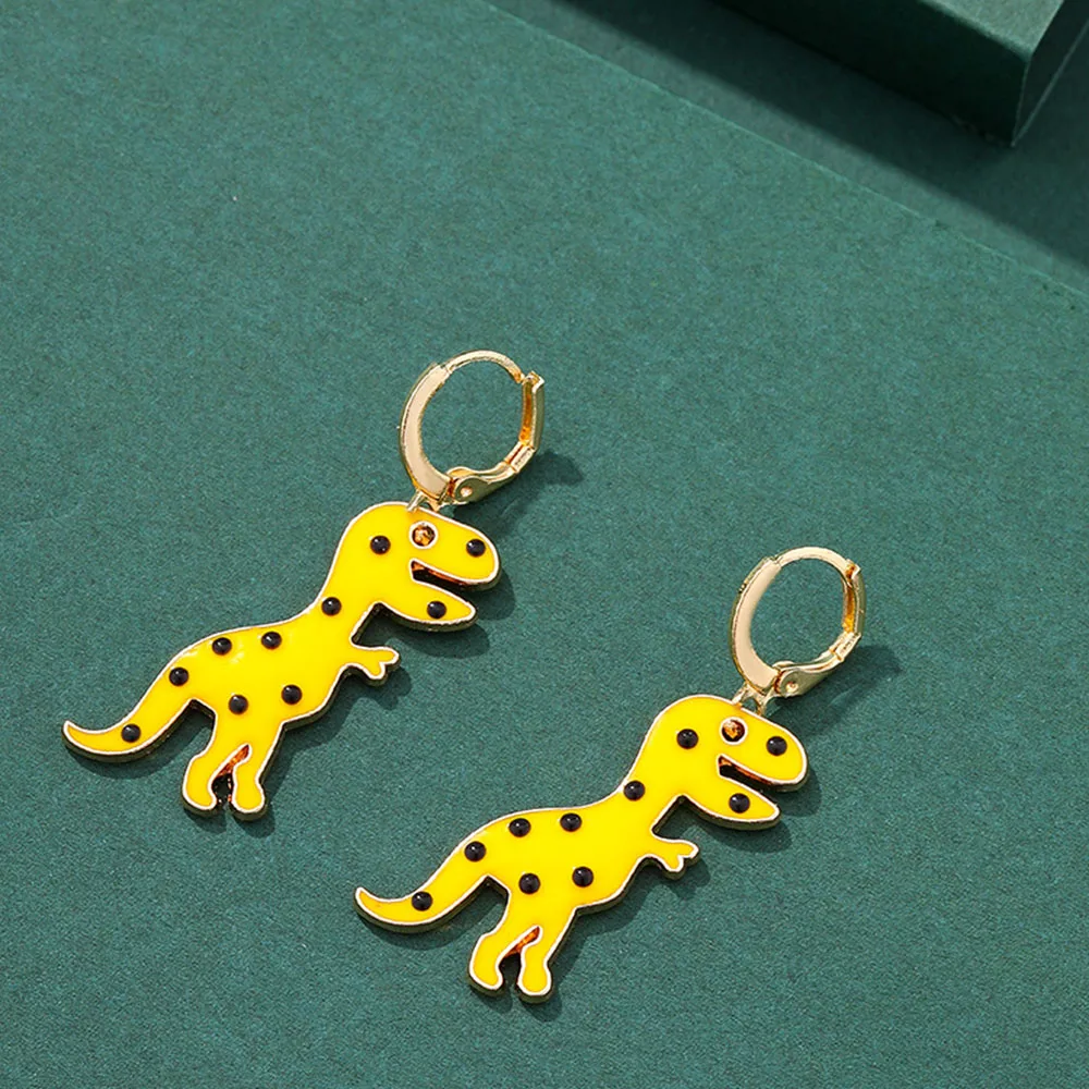 

Creative Cute Cartoon Colorful Enamel Dinosaur Pendant Earrings For Women Fashion Personality Charm Ladies Party Gift Jewelry