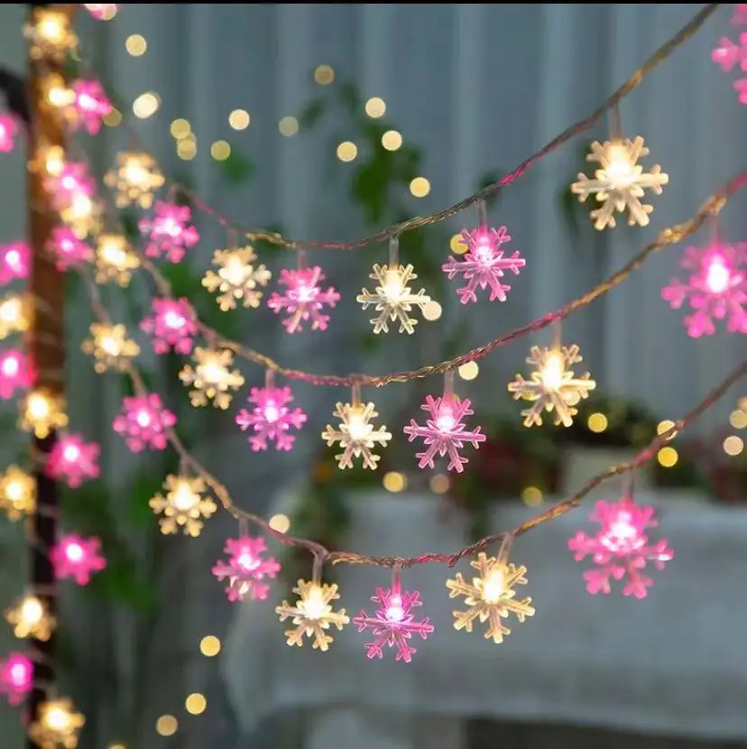 Snowflake Lights String LED Festoon Light battery Christmas Tree Light Aesthetic Room Decoration Wedding Party New Year's Decor