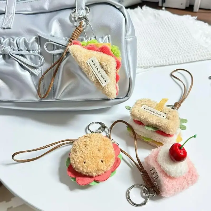 

Simulation Hamburger Sandwich Cake Plush Keychain Creative Cute Food Keyring Stuffed Doll Key Chains Lovely Bag Pendant Gifts