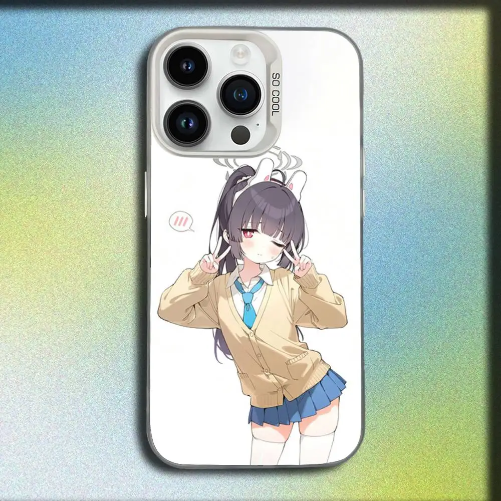 حافظة هاتف لطيفة على شكل حرف A باللون الأزرق لهواتف iPhone 16,15,14,13,12,11,Mini,Pro,E,MAX غطاء مقاوم للصدمات من الحلوى البيضاء غير اللامعة