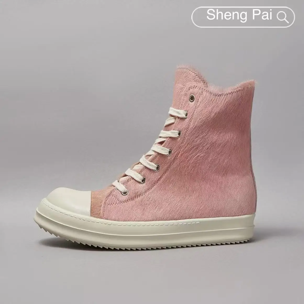 

High Quality Women's Shoes Pink Horsehair Casual Sports Trend Men's Leather Shoes O-wen Lace-up Board Shoes Women's Boots
