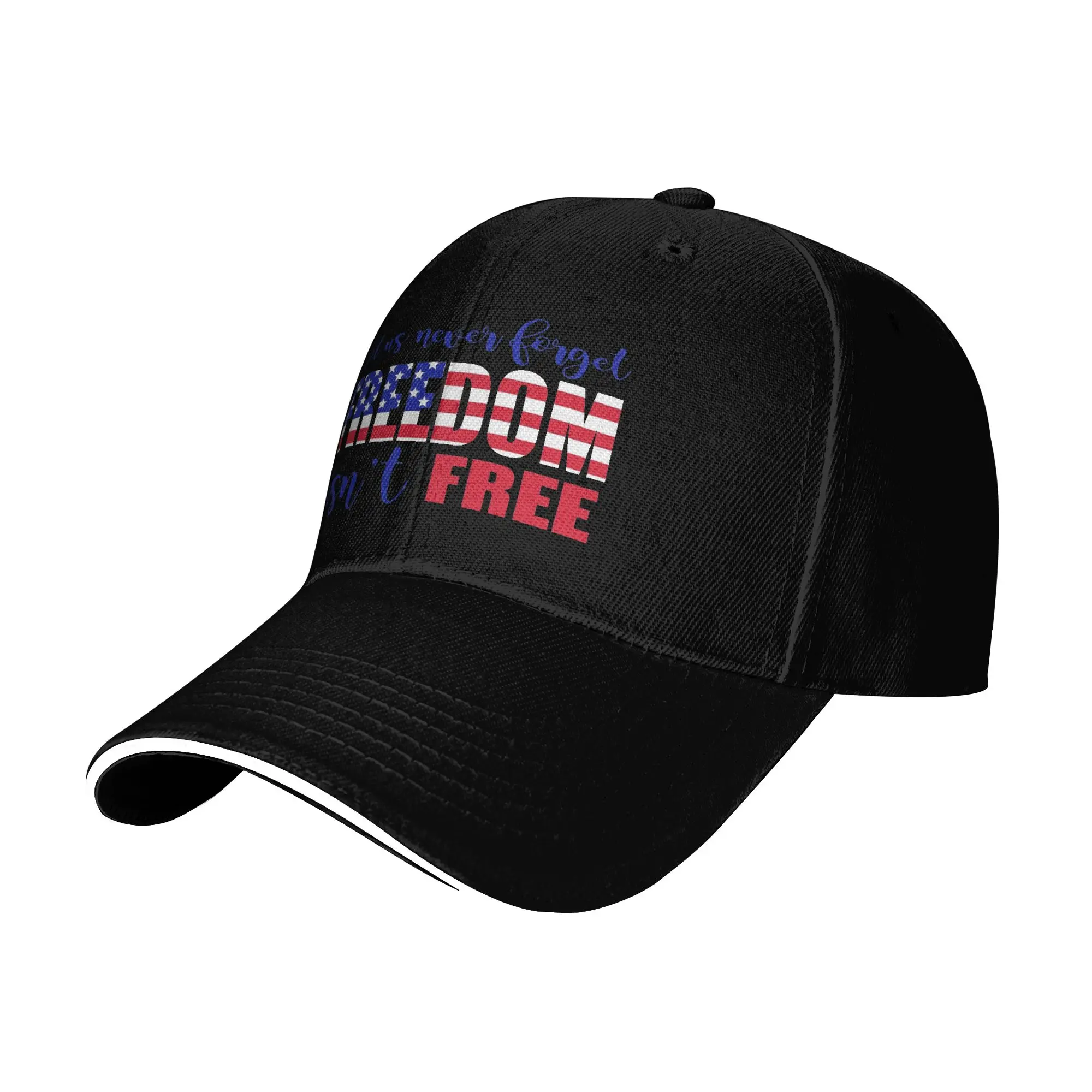 Summer May We Never Forget Freedom Isn't Free Golf Hat Unisex Style Trucker Hat  Outdoor Golf Adjustable Sun Caps