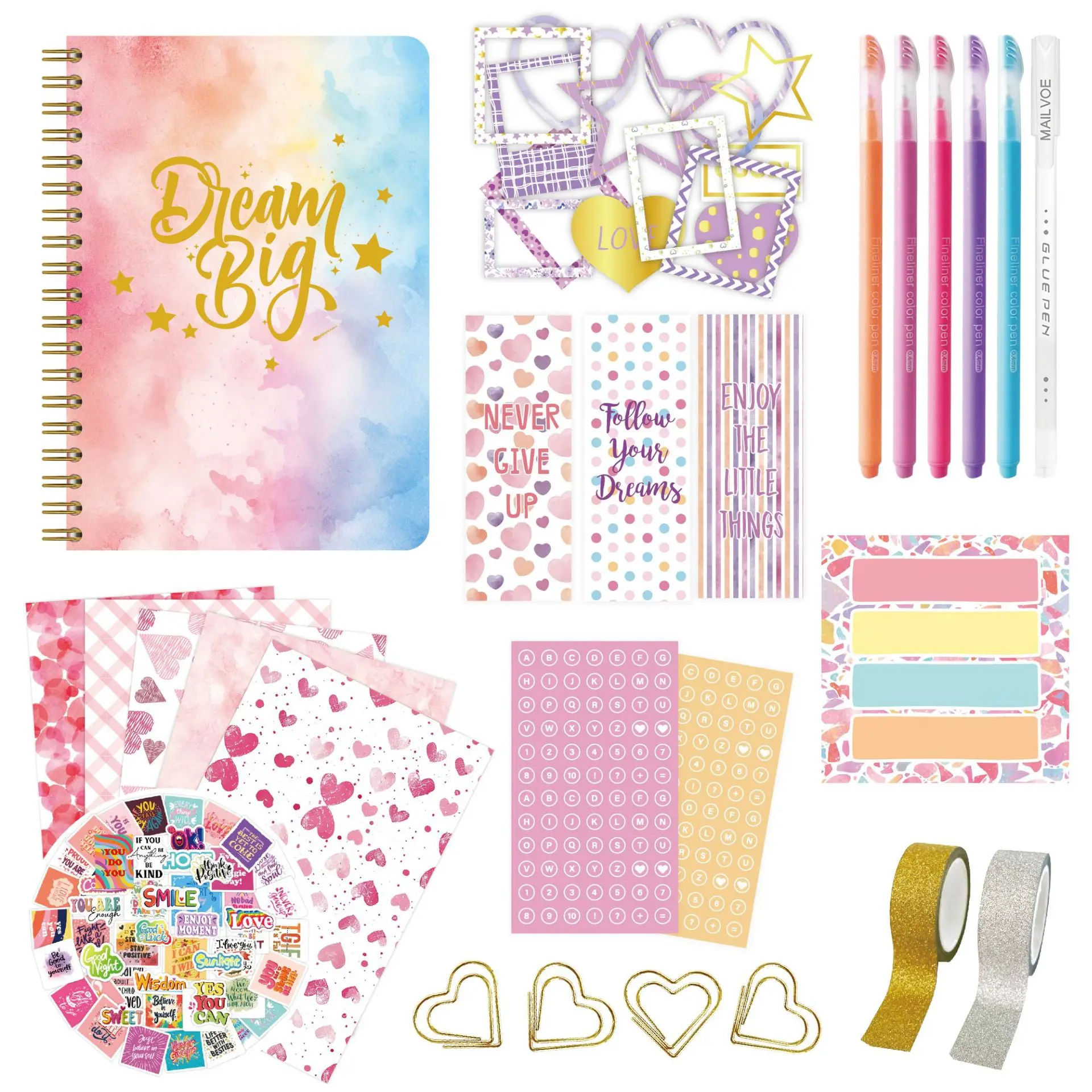 Gold Foil DIY Journal Set for Boys Girls Kids Age 4+ Scrapbook Diary Notebook Children Gift Craft Stationery New