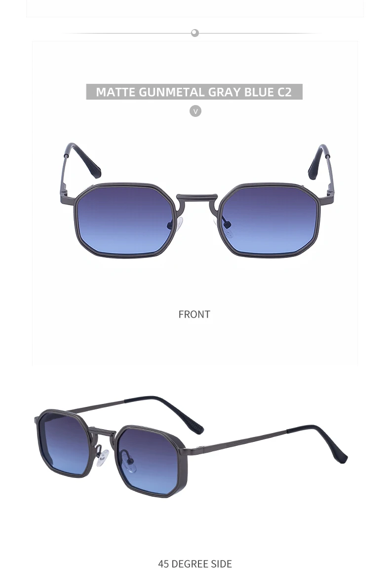 Steampunk Klassische Rechteckige Sonnenbrille für Herren 2026 Luxusmarke Punk Polygon Metallrahmen Sonnenbrillen für Männer Fahrbrillen Schutzbrille – Detail 16