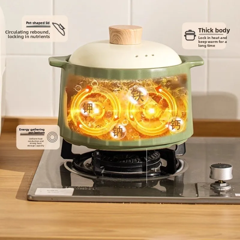 Ceramic Soup Pot Mini Kitchen Stew Pot High-Temperature Resistant Casserole Gas Stove Safe Anti-Crack Cookware