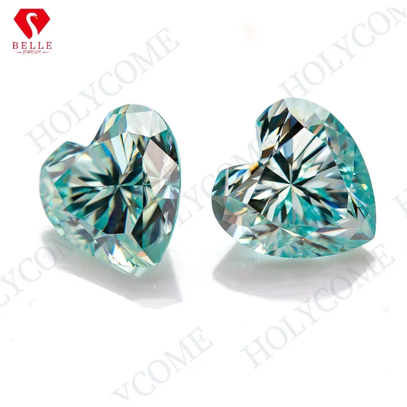 

Moissanite StonePTX Excellent Aqua Blue Brilliant Heart Cut Loose Moissanite VVS1 GRA Certificated Diamond Beads For Jewelry Mak