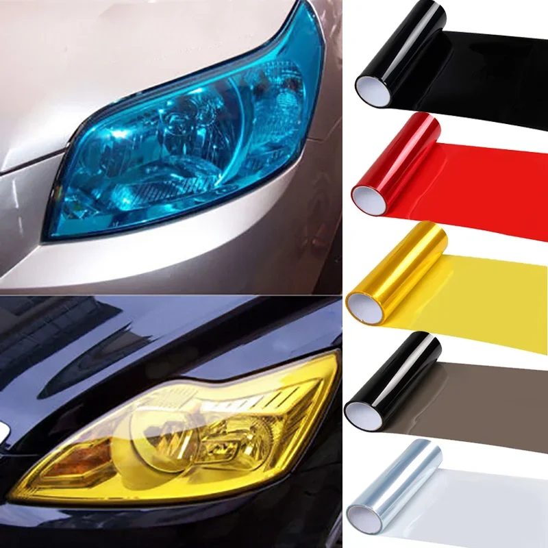 30x60cm Car Headlight Colored Film Transpare Vinyl Self Adhesive Sticker  Smoke Fog Light HeadLight Taillight Colored Wrap Films