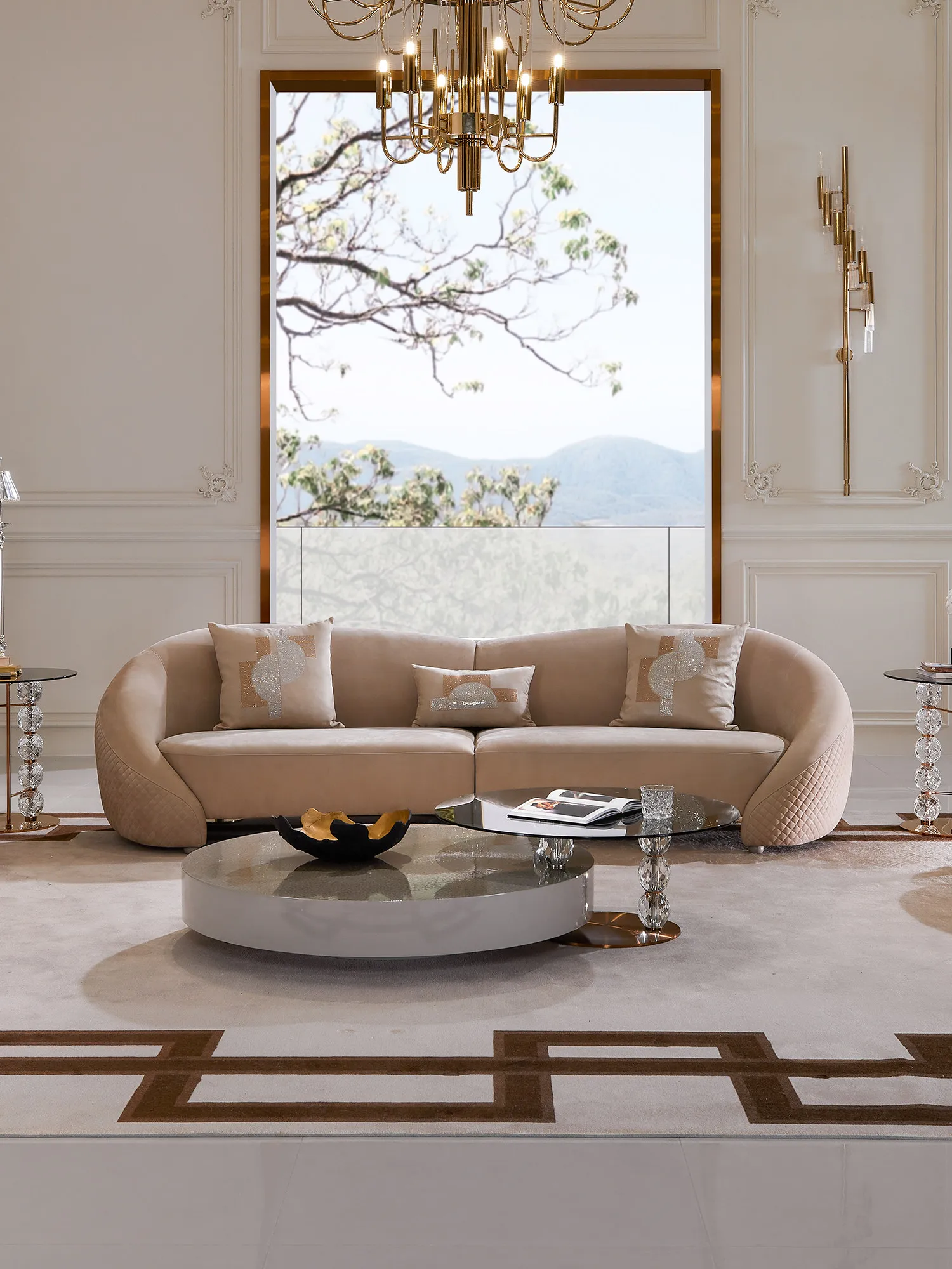 French light luxury fully frosted leather sofa