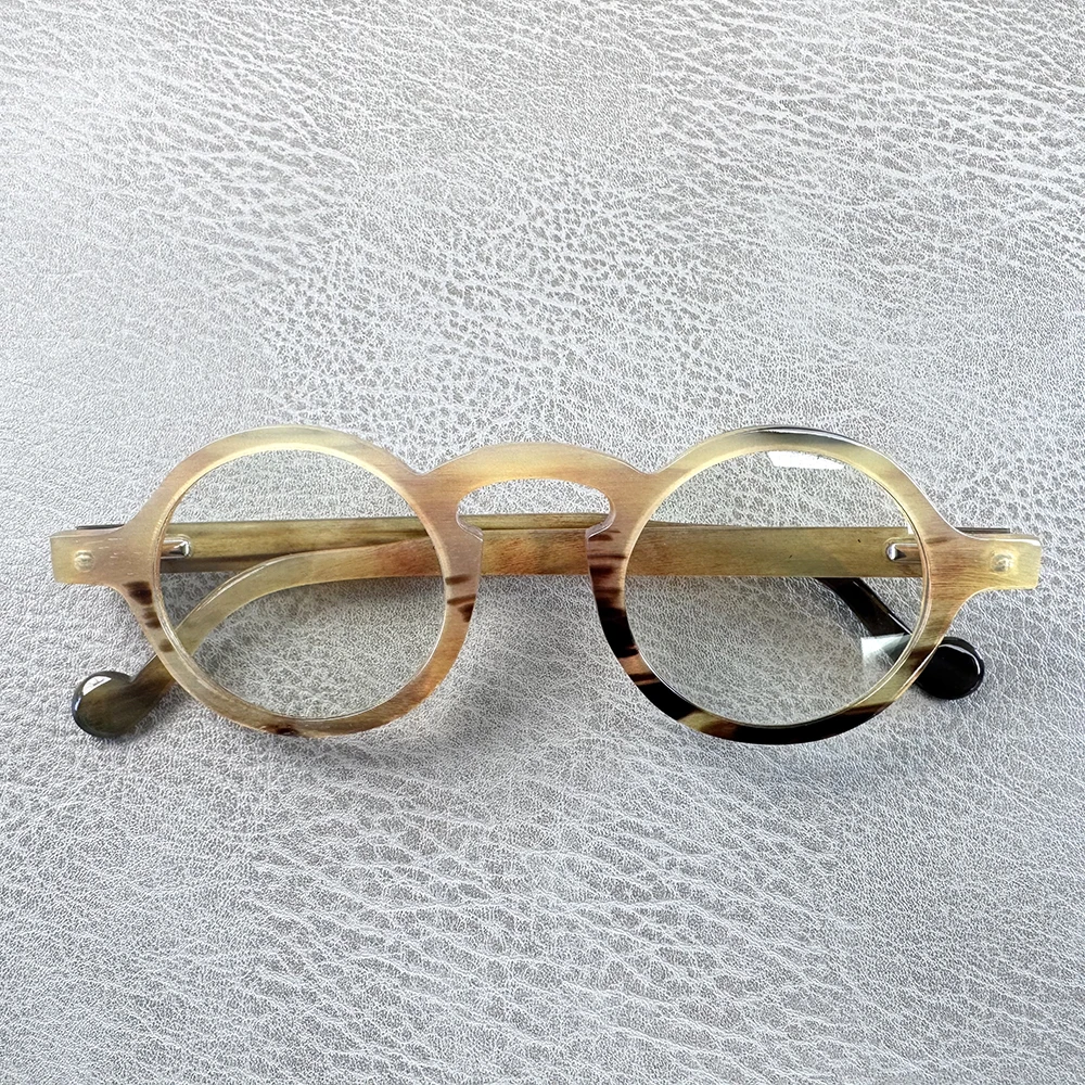 

Оправы для очков женские, круглые, винтажные, уникальные, ручной работы, из натурального рога, для чтения, мужские, оптические линзы, очки
