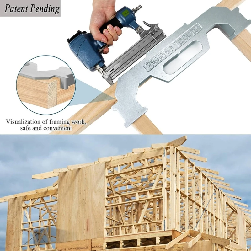 M6CF High Precisions Studs Spacer Framing Tool Aluminum Framing Tool Layout Framer Tool for Building Wall Roofs & Floor