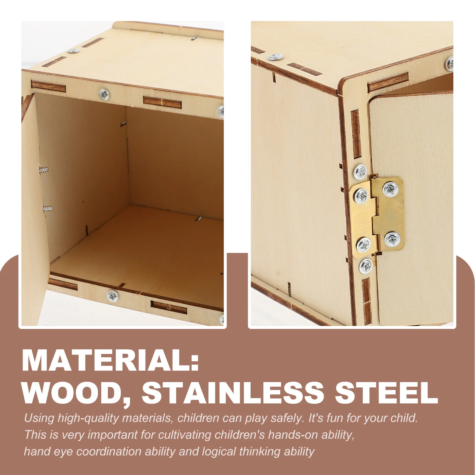 1 セット木製パスワードボックスパズル機械式教育ケース DIY 材料子供の手と目の調整を強化論理的思考