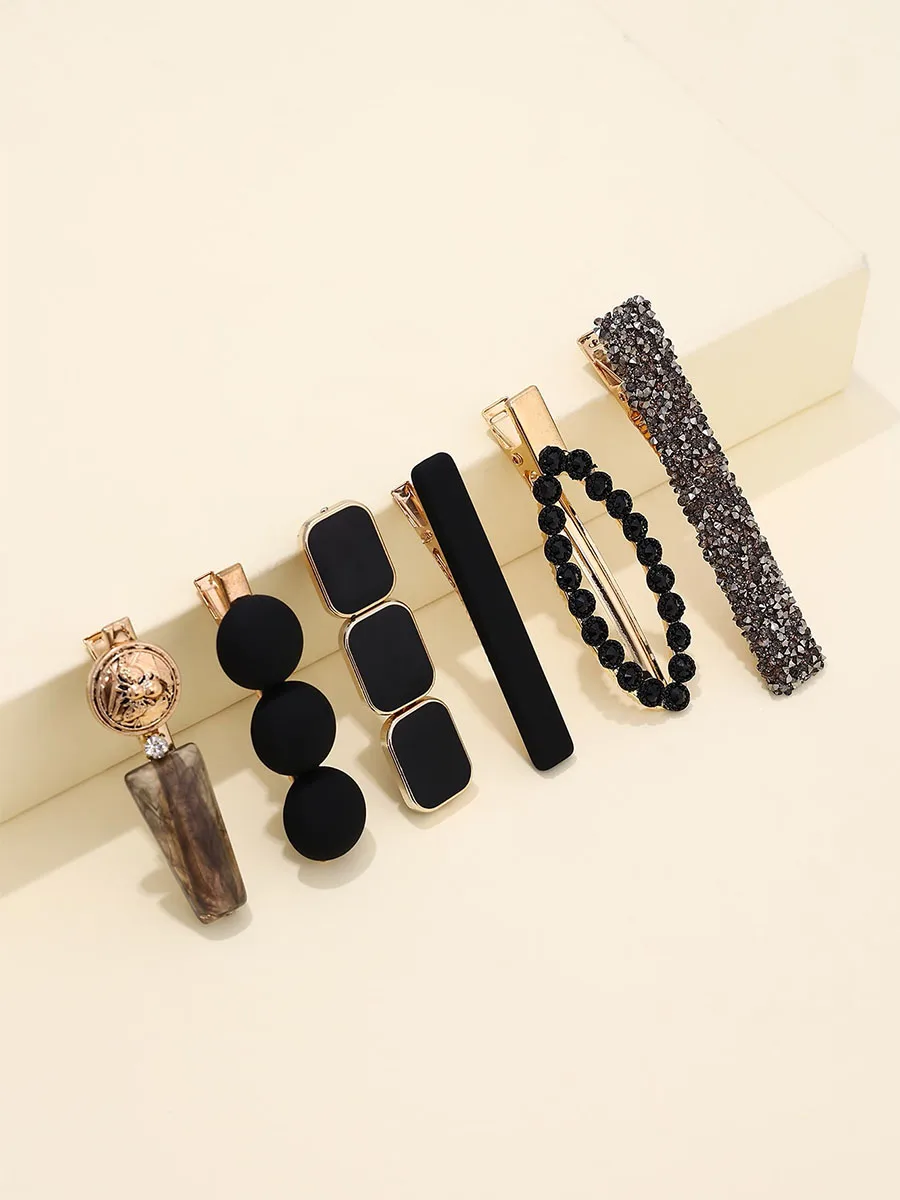 6pcs Geometric Decor Temperament Metal Hair Clip For Daily Casual Outing Wear