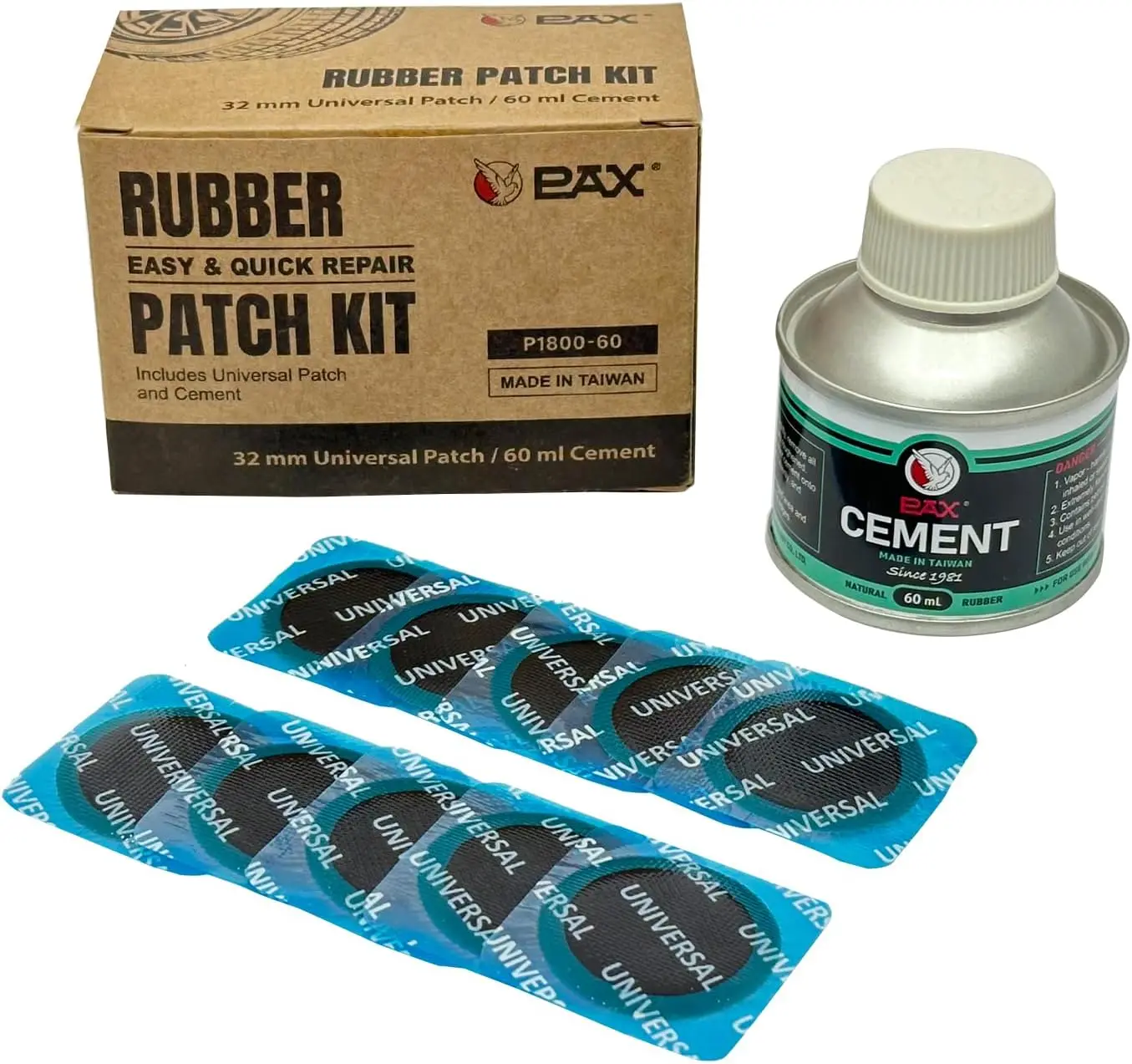 

30-Piece Universal Tire Patch Kit with 32mm Round Patches & 60ml Rubber Cement for Bike, Motorcycle & Inflatable Tires