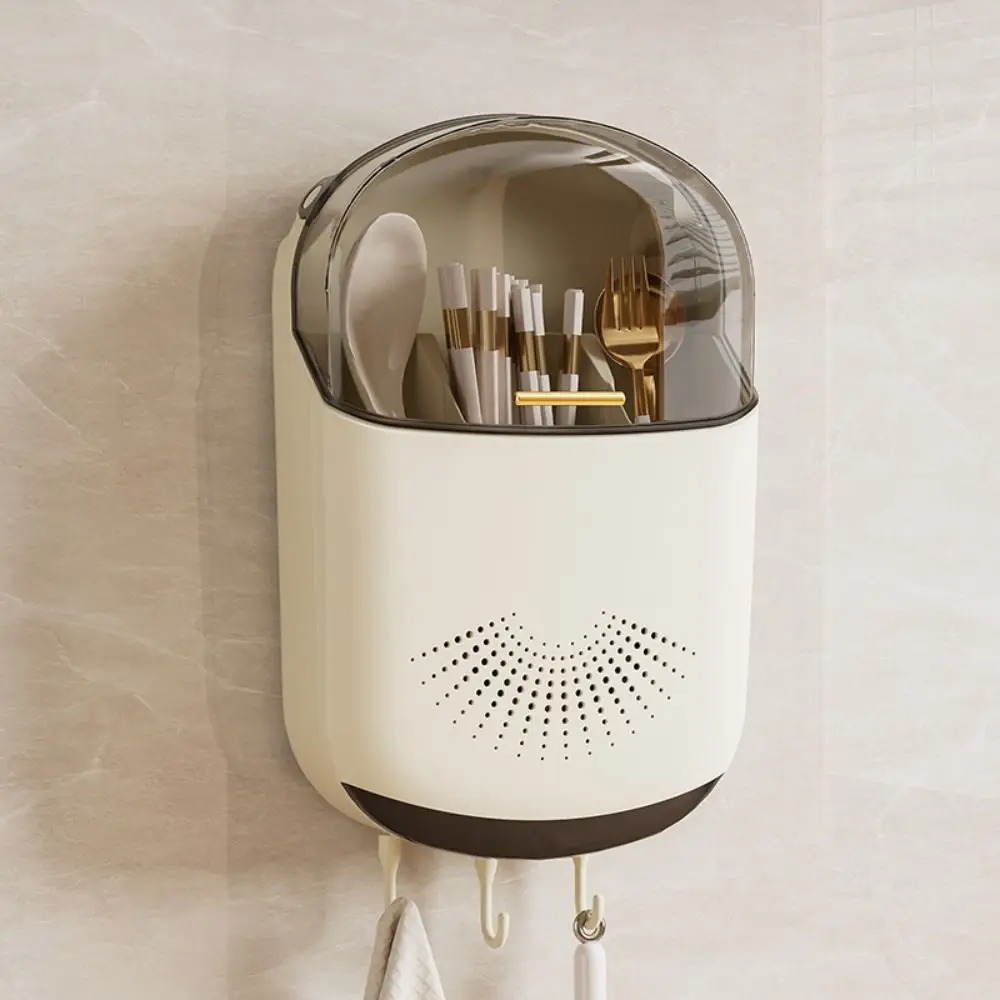 Punch-free Wall-mounted Chopstick Cage Draining Ventilated Chopstick Storage Box Space-Saving Good Load-bearing