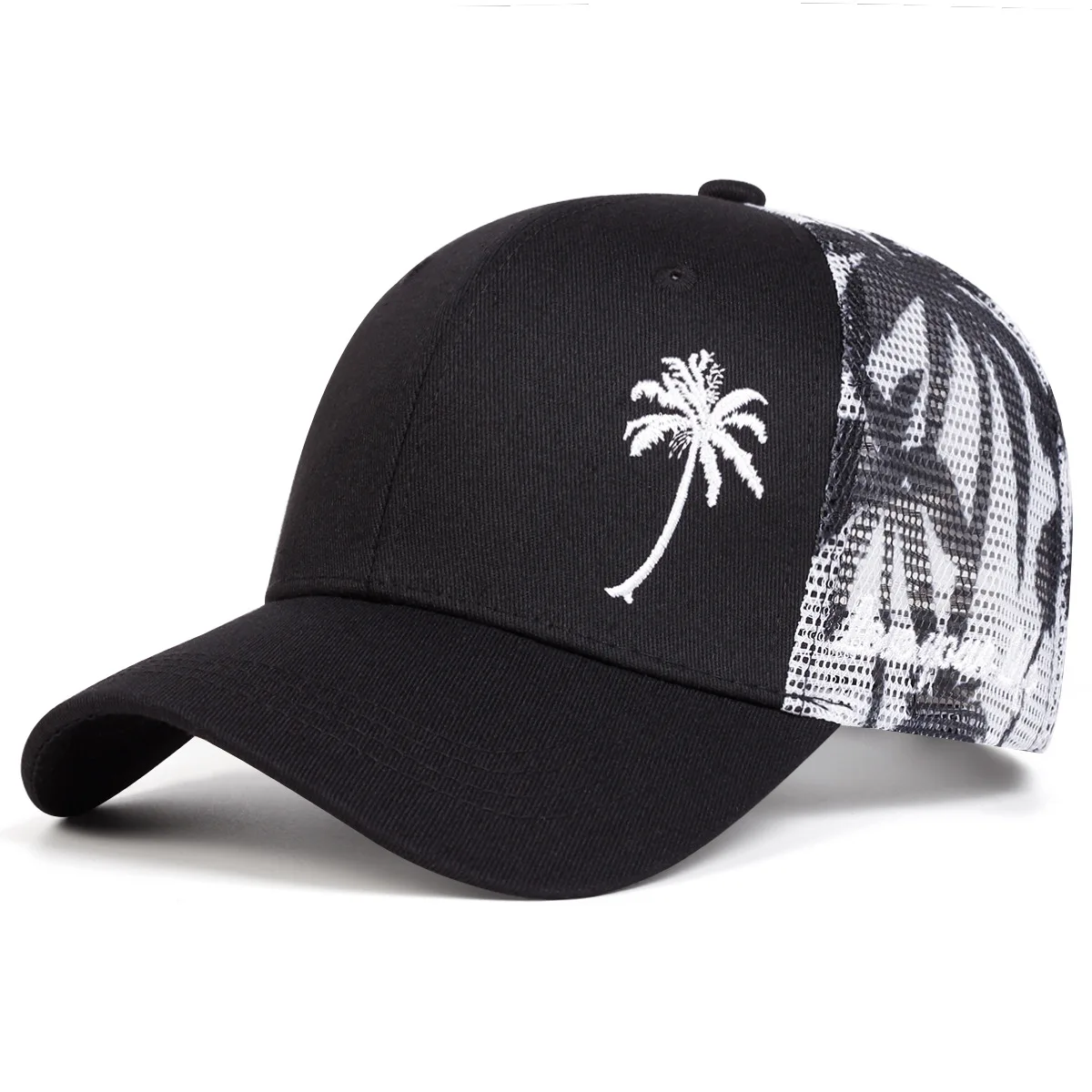 Trucker Coole Designs Atmungsaktive Kokosnussbaum-Stickerei Baseball Outdoor Schatten Sonnenschutz Mesh Cap Herren- und Damen-Sonnenhut – Detail 8